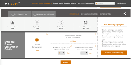 MYSUN launches Rooftop solar calculator for system sizing and savings 